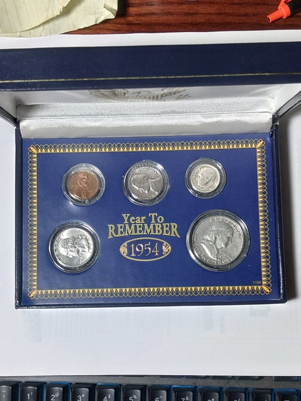 1954 - Collection of 5 US Circulated Coins with Presentation Case and anthology